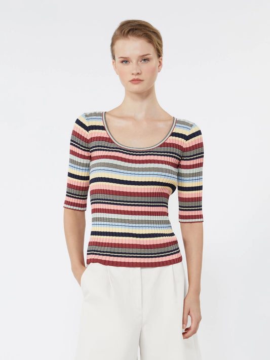 Jersey de punto acanalado de viscosa elástica - MULTICOLOR