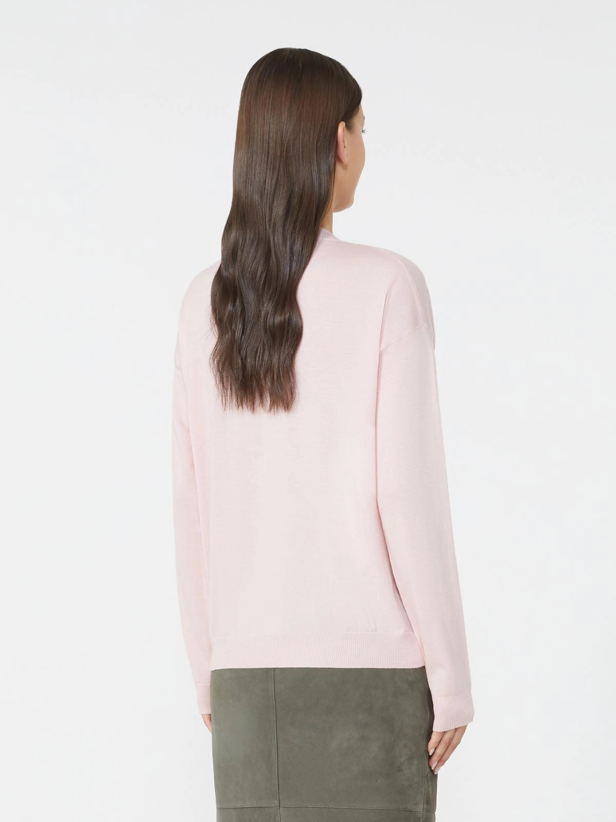 Jersey de cuello pico de lana y cachemira - ROSA