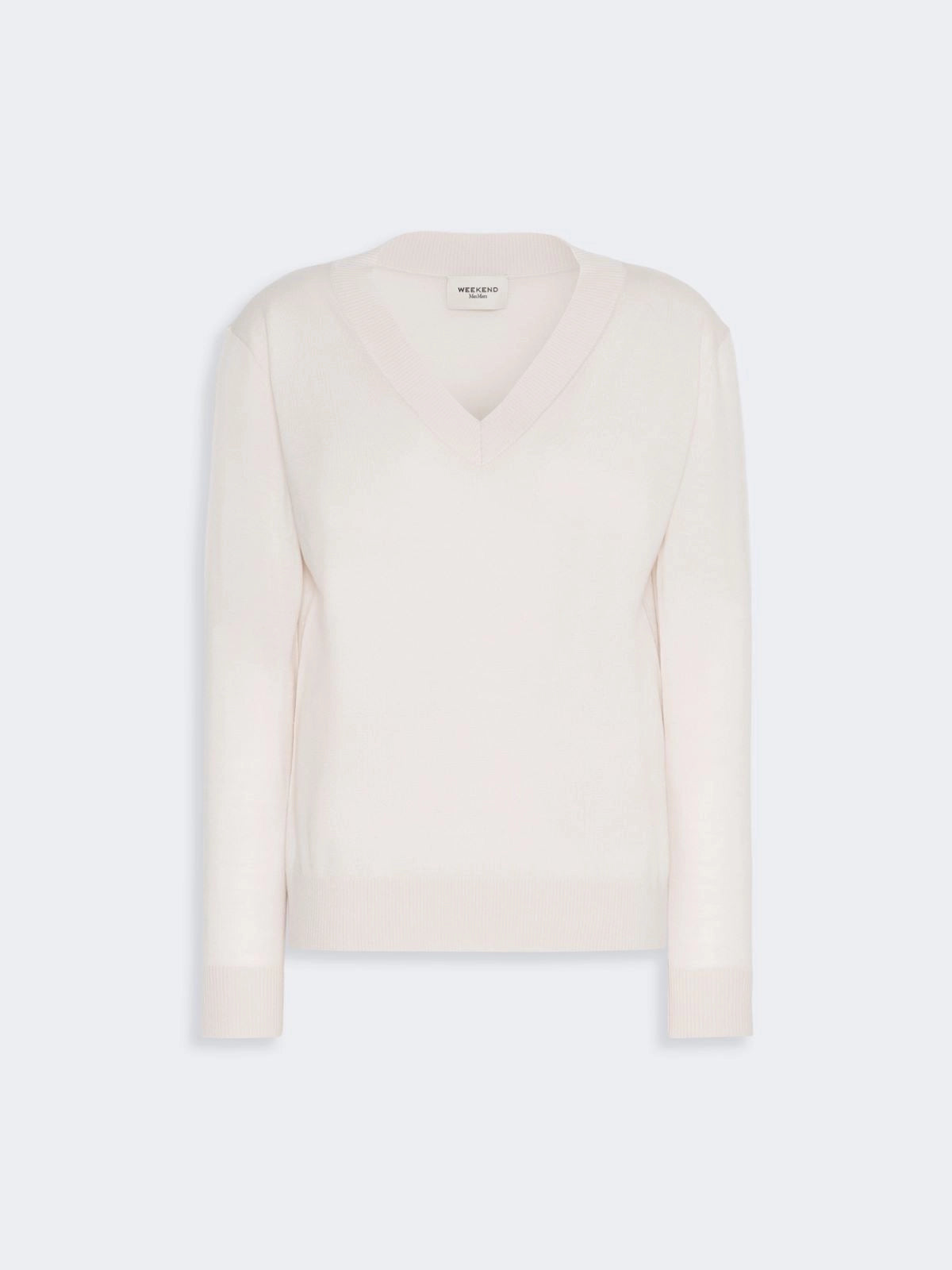Jersey de cuello en V de lana, seda y cachemir