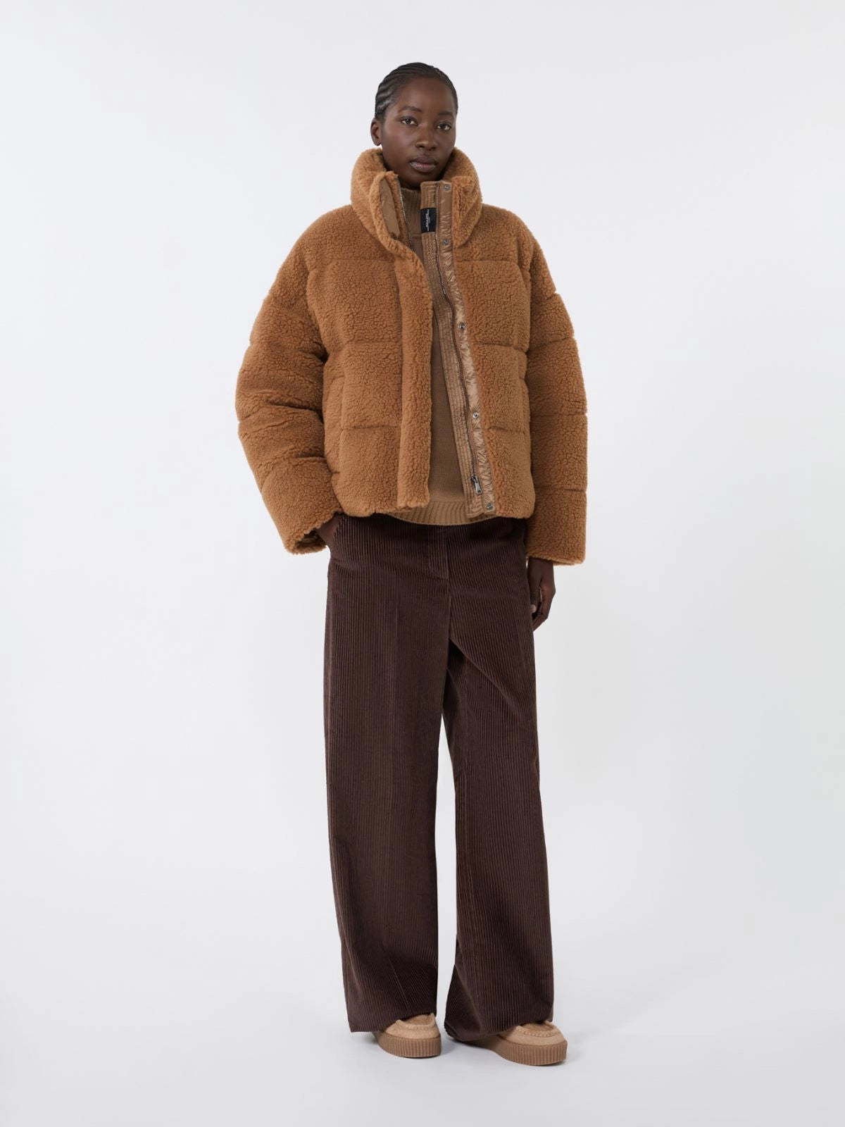 Chaqueta corta de plumón de lana - CAMEL