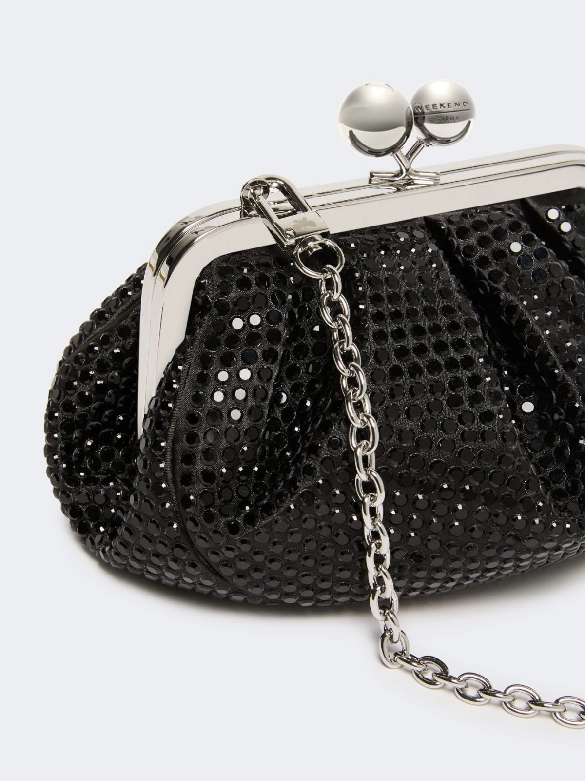 Bolso pequeño de satén Pasticcino adornado con pedrería - negro
