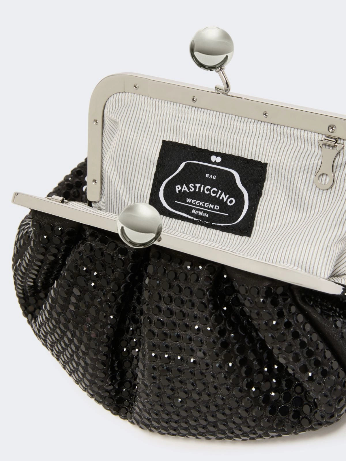 Bolso pequeño de satén Pasticcino adornado con pedrería - negro