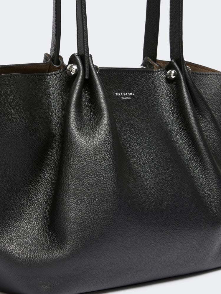 Bolso tote de piel texturizada - NEGRO