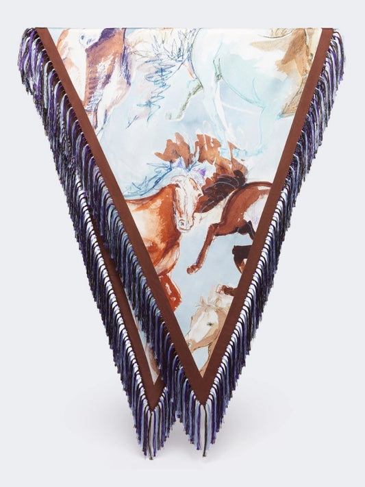 Pañuelo de seda con flecos