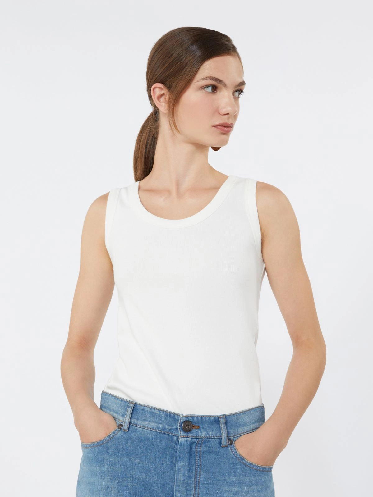 Top de algodón elástico - BLANCO