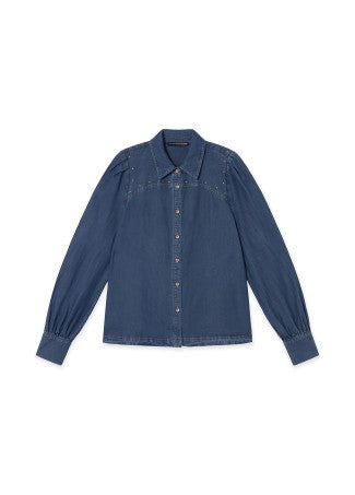 Camisa tejana con bolitas doradas