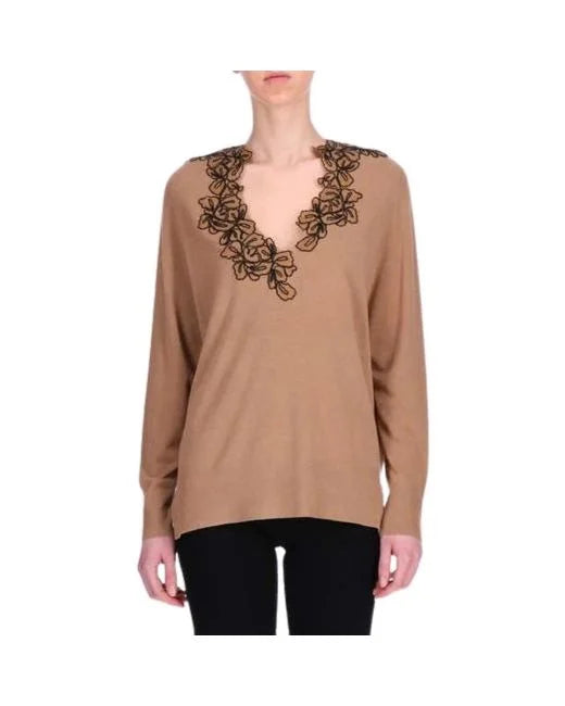 Jersey cuello pico bordado