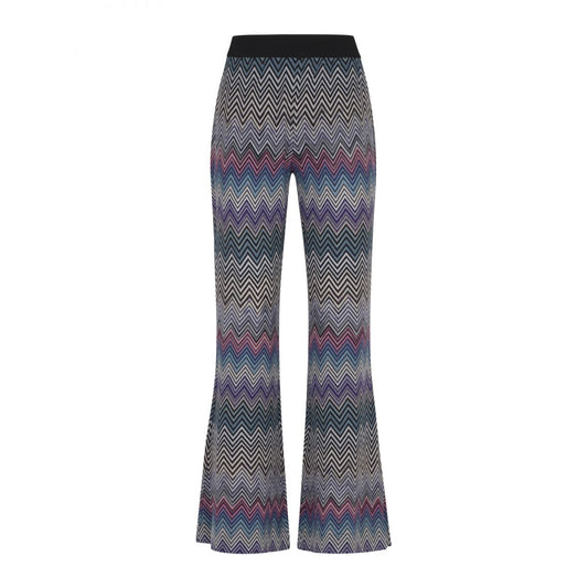 Pantalón acampanado en zig zag con ribete en la cintura