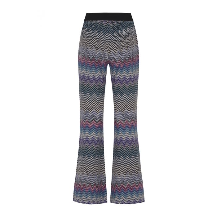 Pantalón acampanado en zig zag con ribete en la cintura