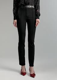 Pantalón de tejido elástico con cinturilla efecto piel