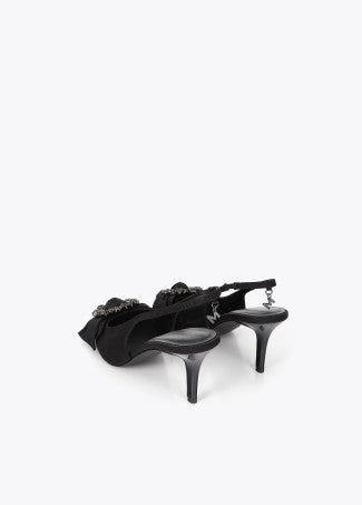 STILETTO CON LAZO Y APLIQUE DE PIEDRAS